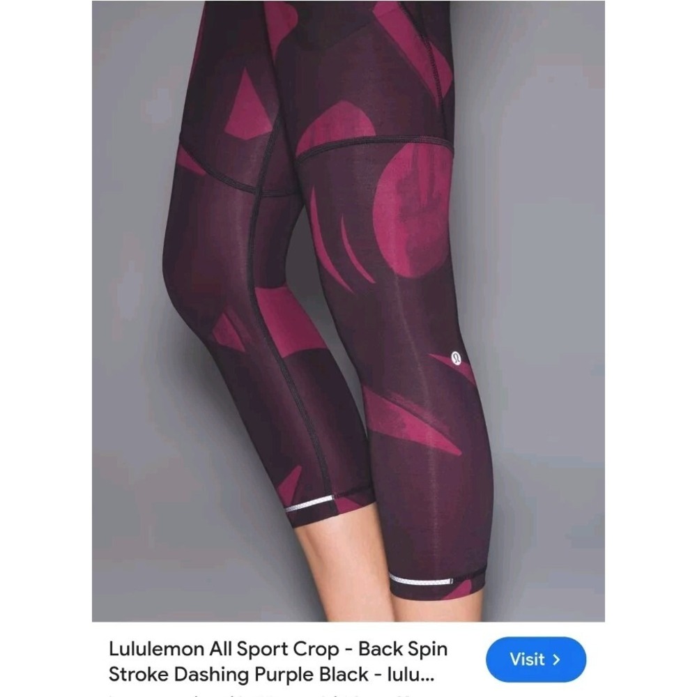 Lululemon All Sport crop Cropped Leggings Back Spin Stroke Size 8 Pants